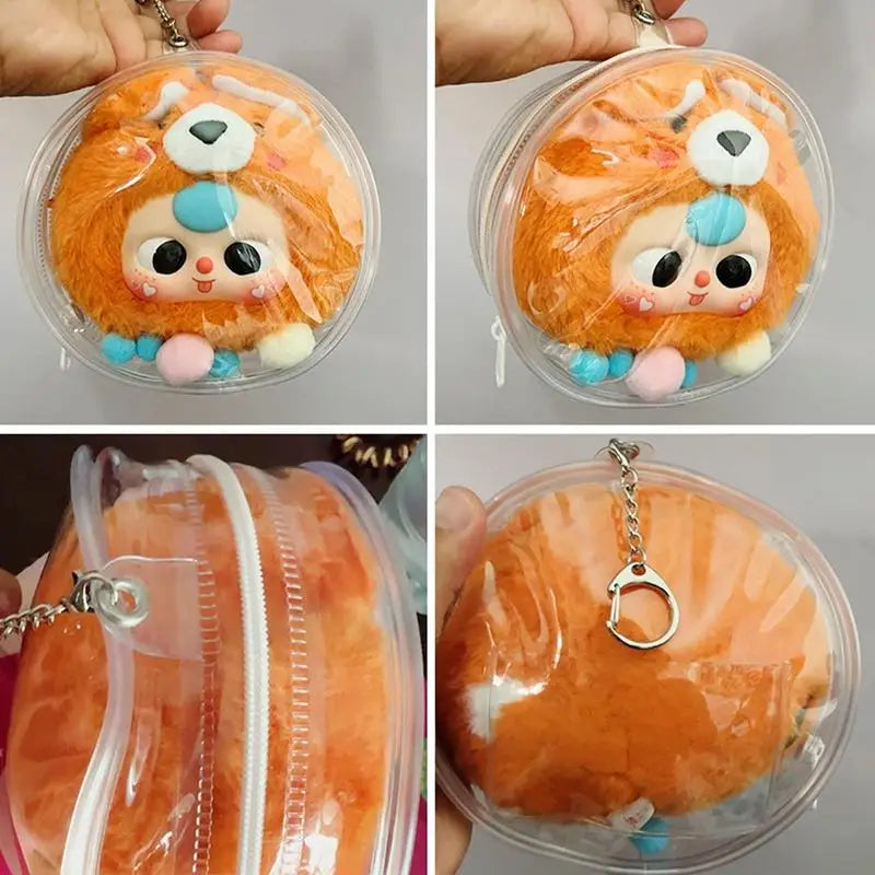 Mini Transparent Doll Display Bag Round Carrying Case Dustproof Pouch