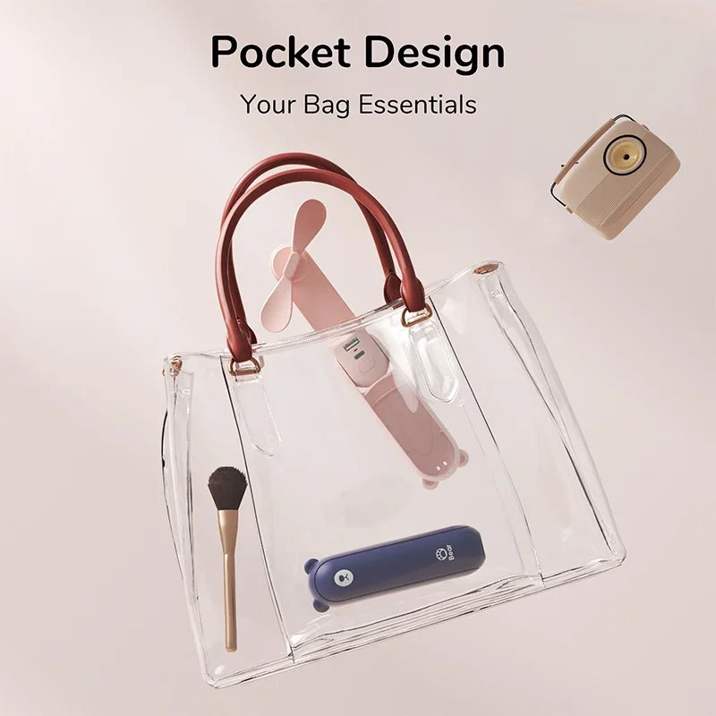 Portable Mini Handheld Fan USB Rechargeable 2000mAh + Power Bank