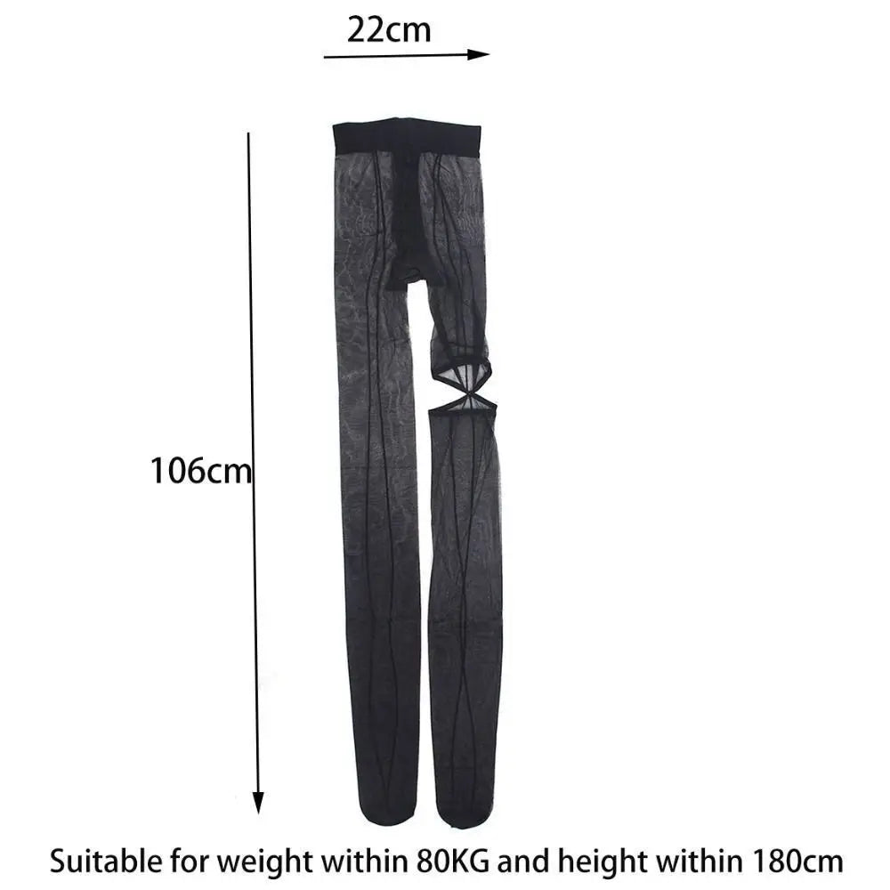 Women's Asymmetric Hollow Out Tights – Vertical Line Stockings
