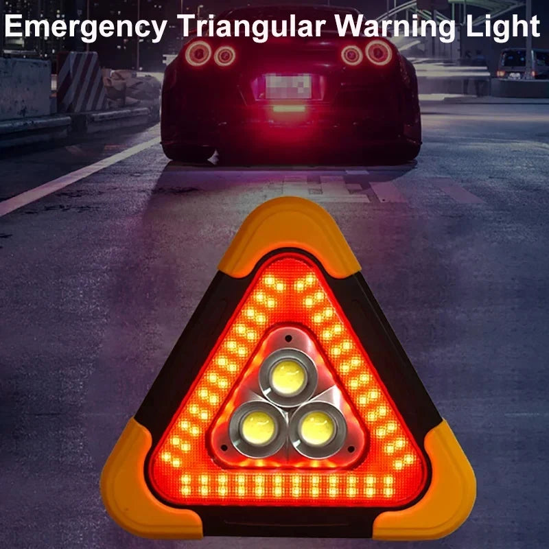 Solar LED Emergency Triangle Warning Light | 5 Modes + Power Bank