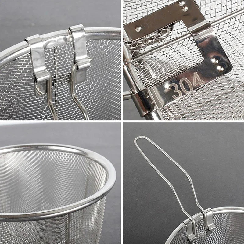 French Chip Frying Strainer Basket Stainless Steel Deep Fry Kitchen