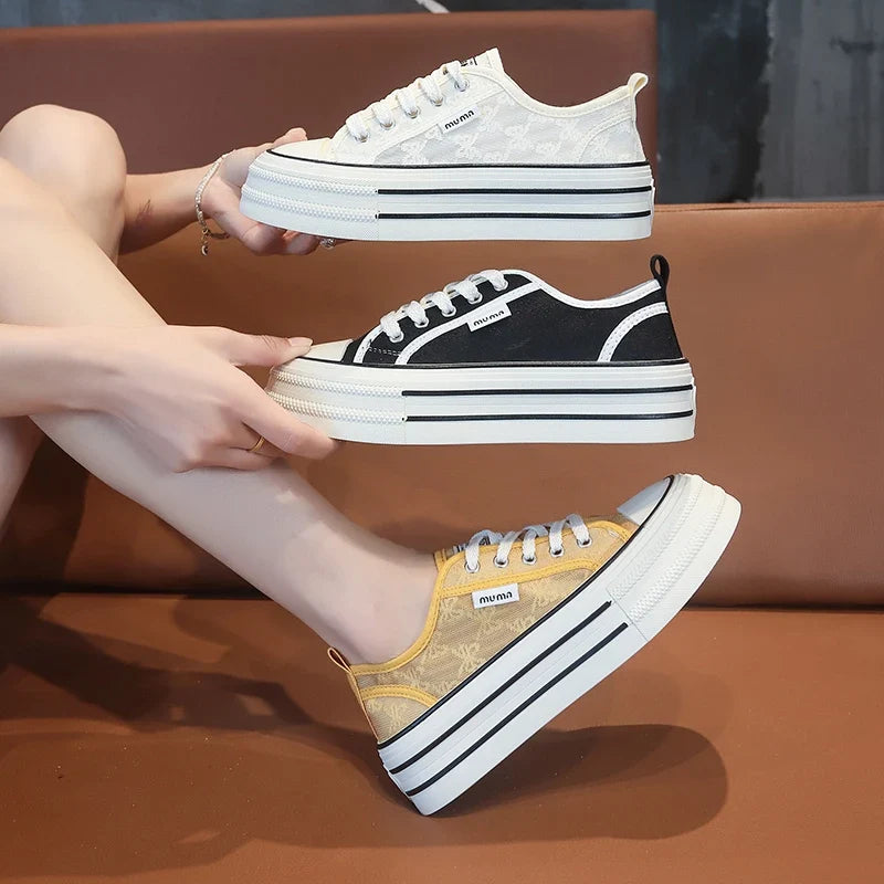 UXST Women's Platform Canvas Sneakers – Breathable Summer Shoes