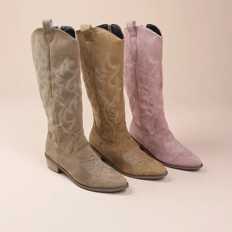 Women's Embroidered Western Knee-High Cowboy Boots