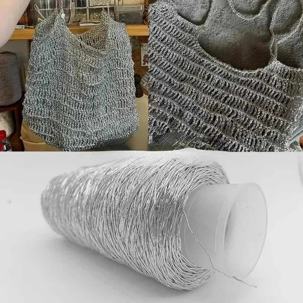 Silver Handmade Crochet Yarn Popular Woven Flash Core Wire Ball Small