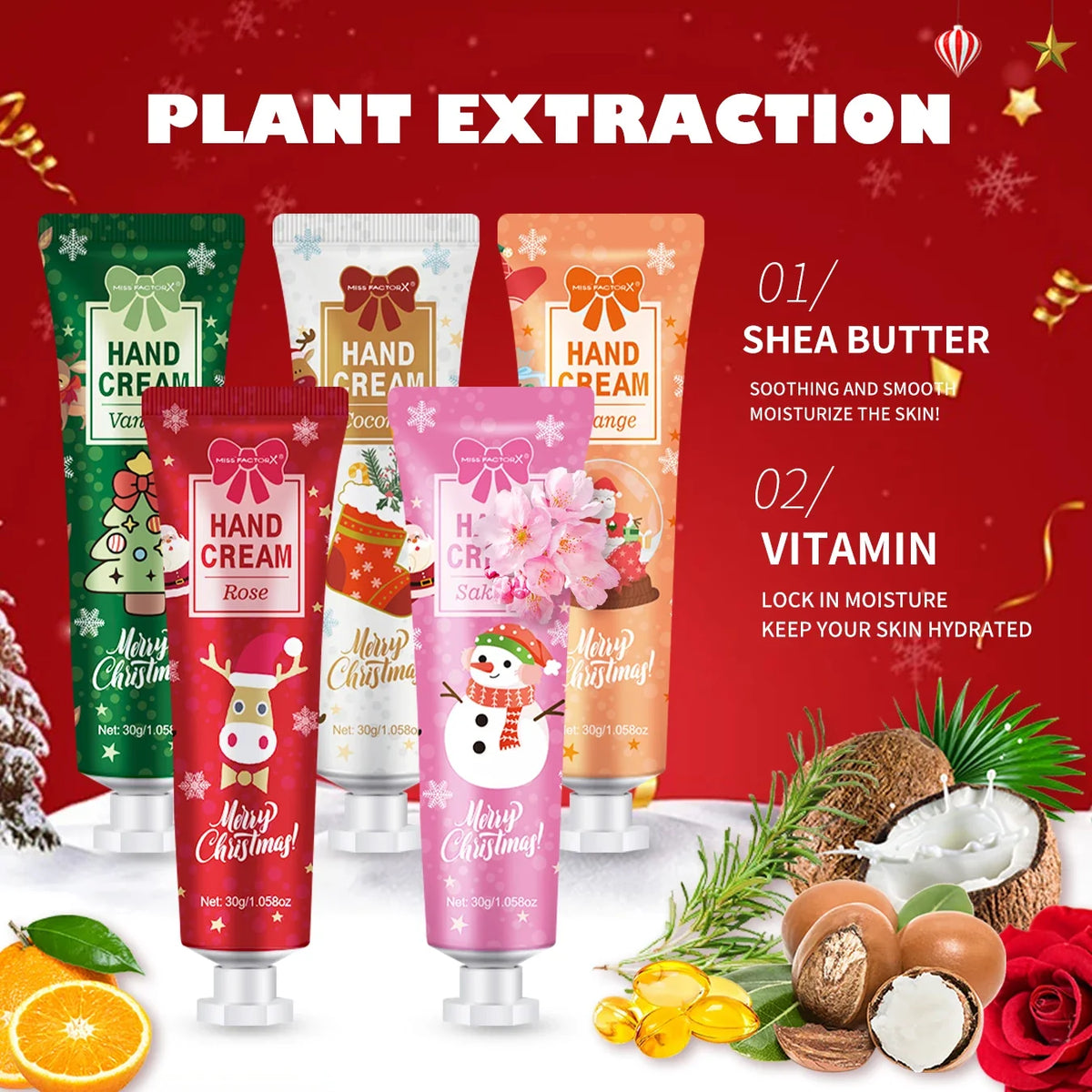 GUDU 5-Piece Hand Cream Gift Set – Travel Size 30g Moisturizer