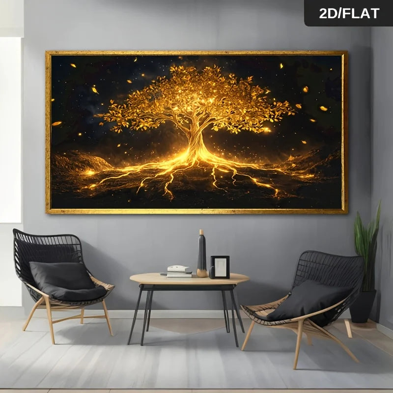 Golden Tree of Life Canvas Wall Art | Modern Abstract Décor