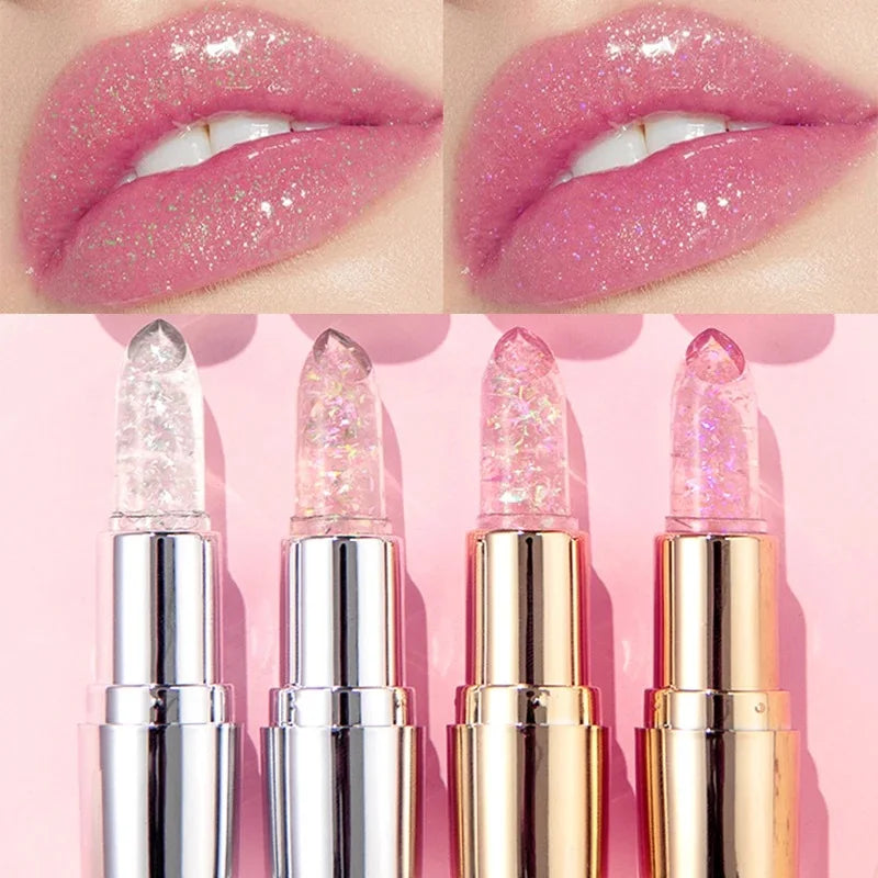 QIBEST Glitter Lipstick Lip Balm Change Transparent Moisturizing