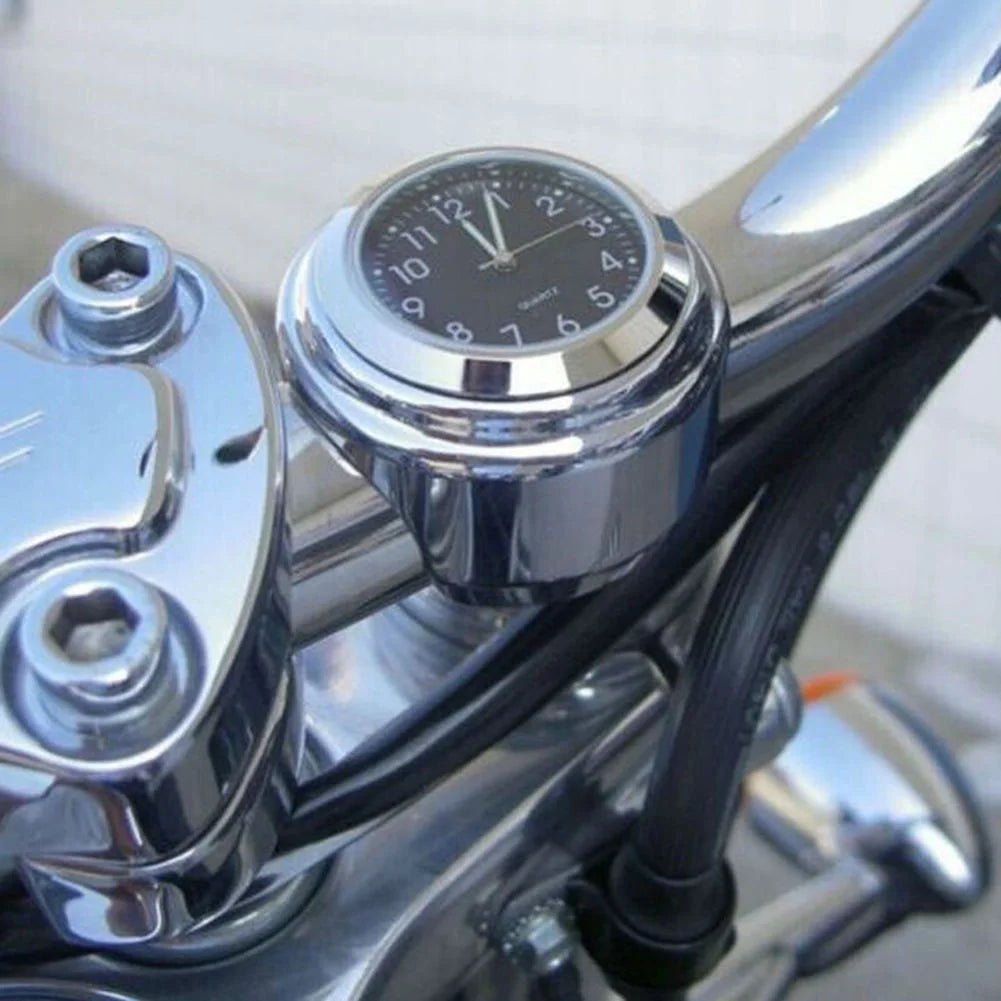Motorcycle Handlebar Clock 7/8" & 1" Chrome Waterproof Glow Dial