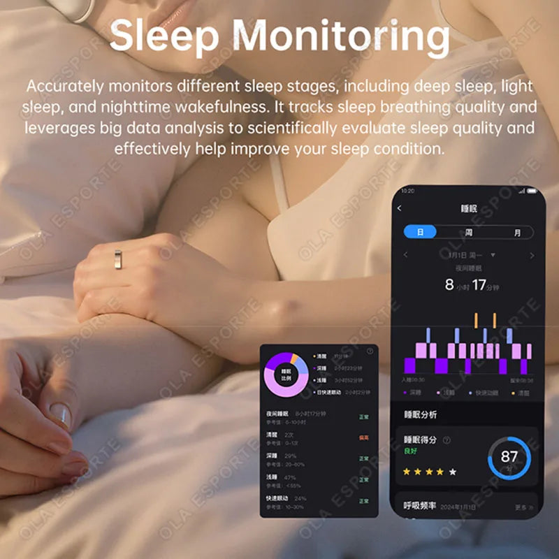 2026 Smart Ring Heart Rate Blood Pressure Sleep Monitoring Motion
