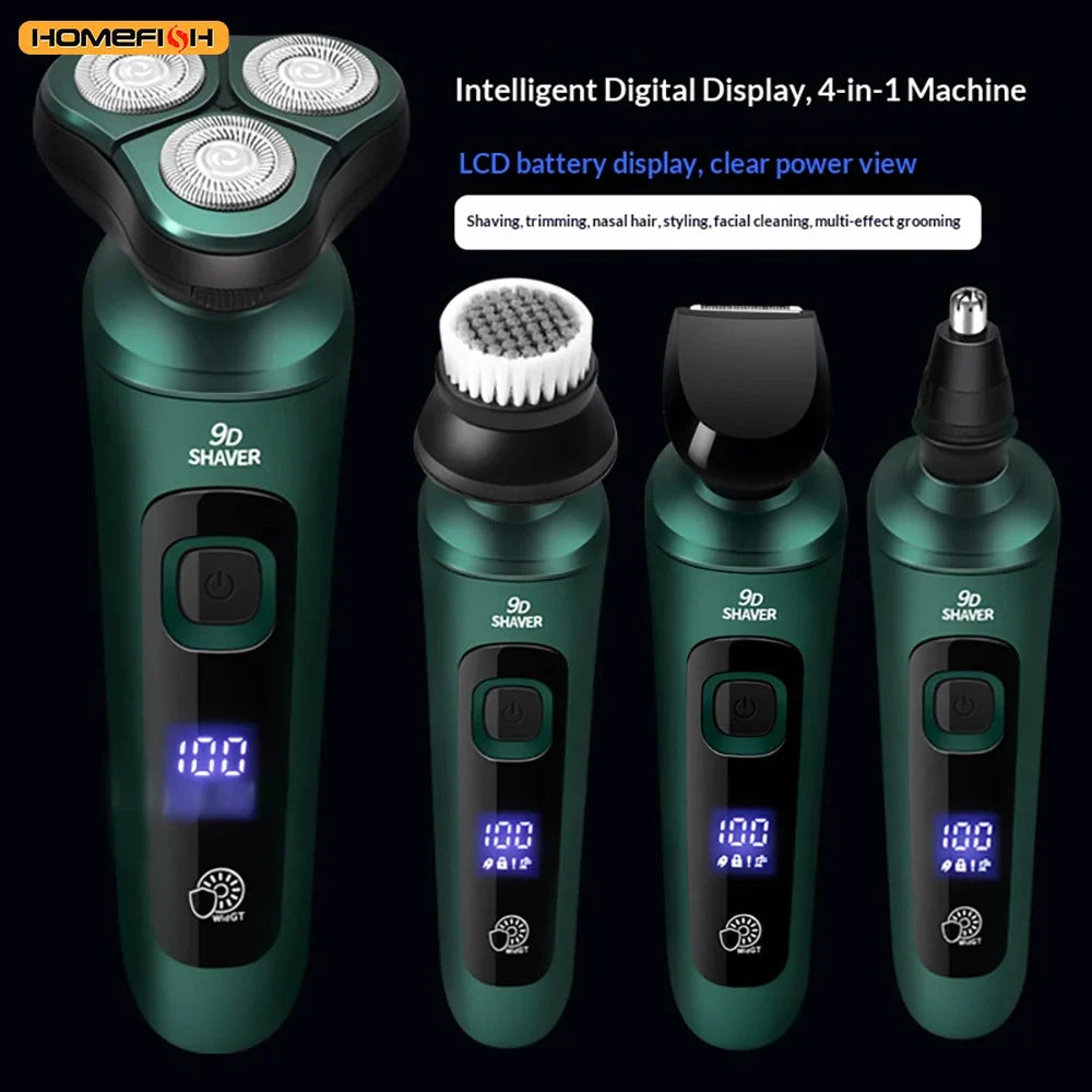 Smart Electric Shaver LCD Display 3D Floating Triple Head Razor USB