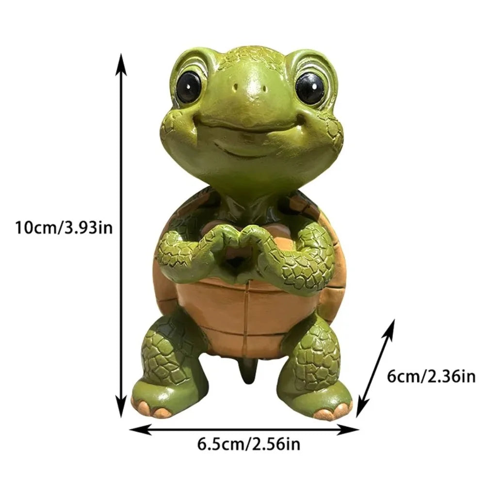 Heart Turtle Resin Statue – Weatherproof Garden & Desk Figurine