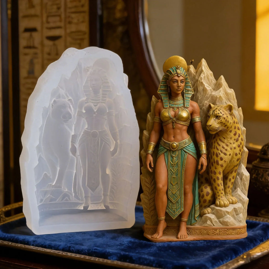 3D Egyptian Queen Leopard Silicone Mold – Candle Soap Resin