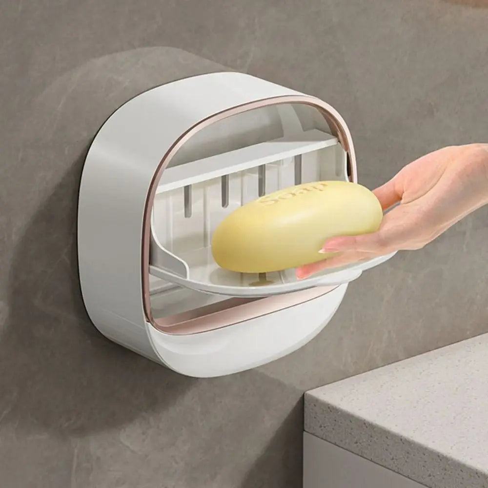 Wall Mounted Soap Dish Drainage Box Waterproof Punch-free Bathroom