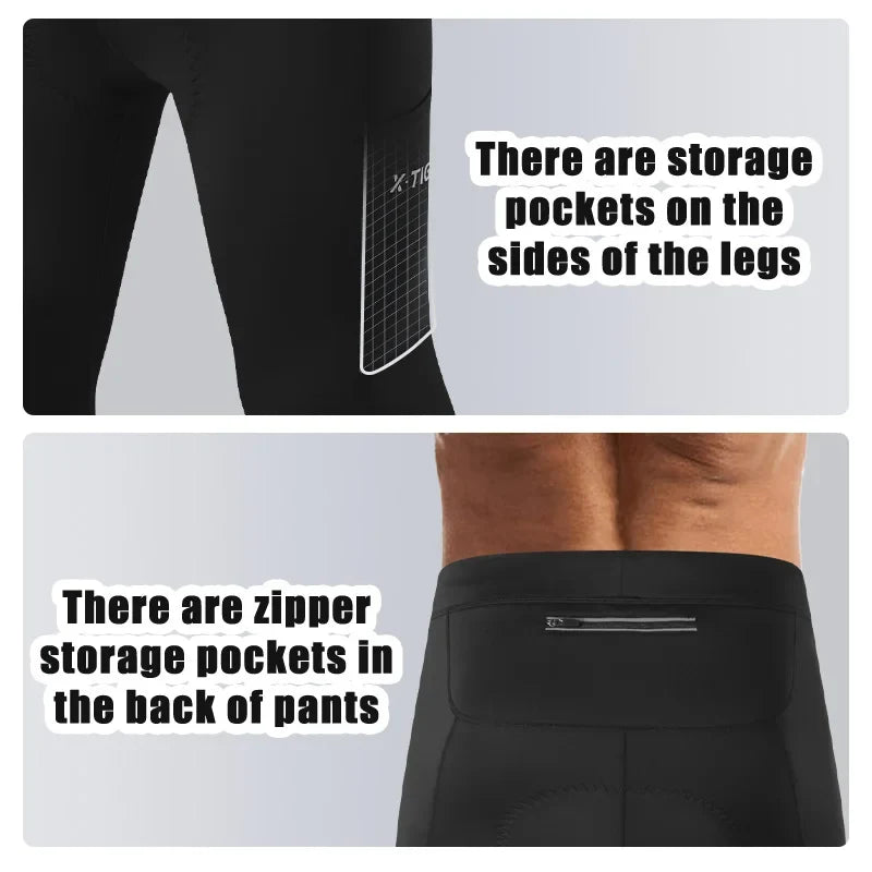X-TIGER Men's Winter Cycling Tights – 5D Gel Padded Bike Pants
