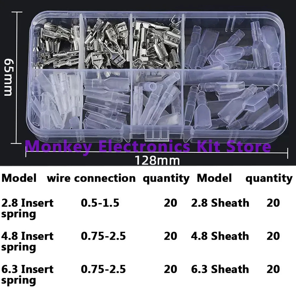120PCS Crimp Terminal Kit – Gold & Silver Male Female Connectors