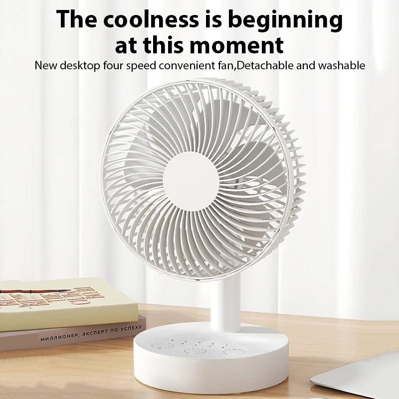 6-Inch Rechargeable Desktop Fan – 4-Speed USB Oscillating Fan