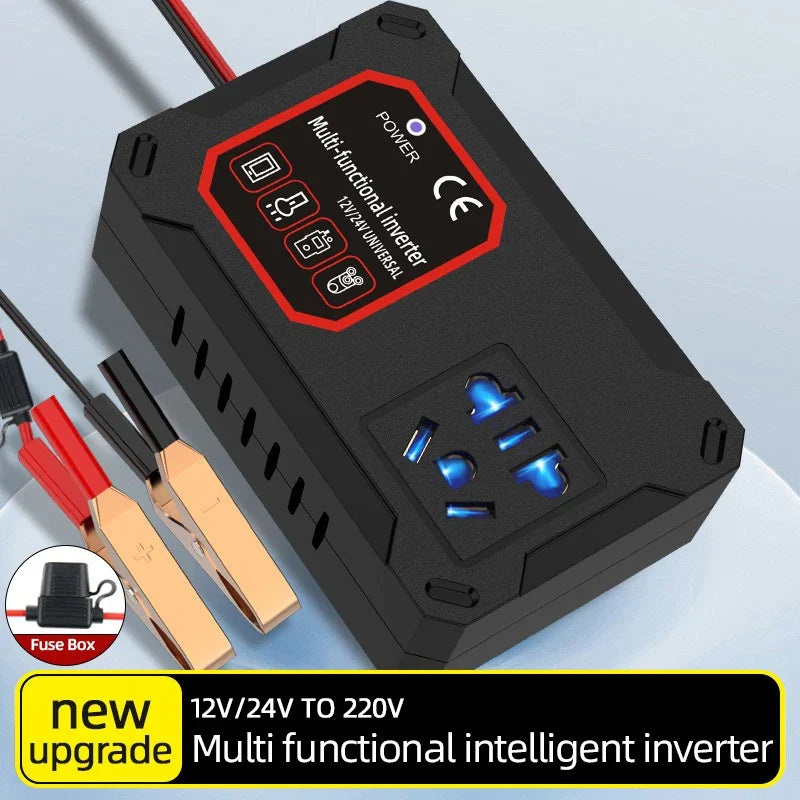 200W Car Power Inverter 12V/24V to 220V Portable Converter