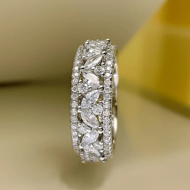 Huitan Cubic Zirconia Women's Wedding Band Ring | Sizes 5–14