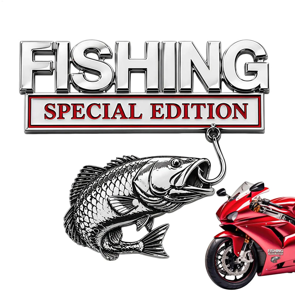 Metal Fishing Car Badge Emblem – Truck, SUV, RV & Boat Decal