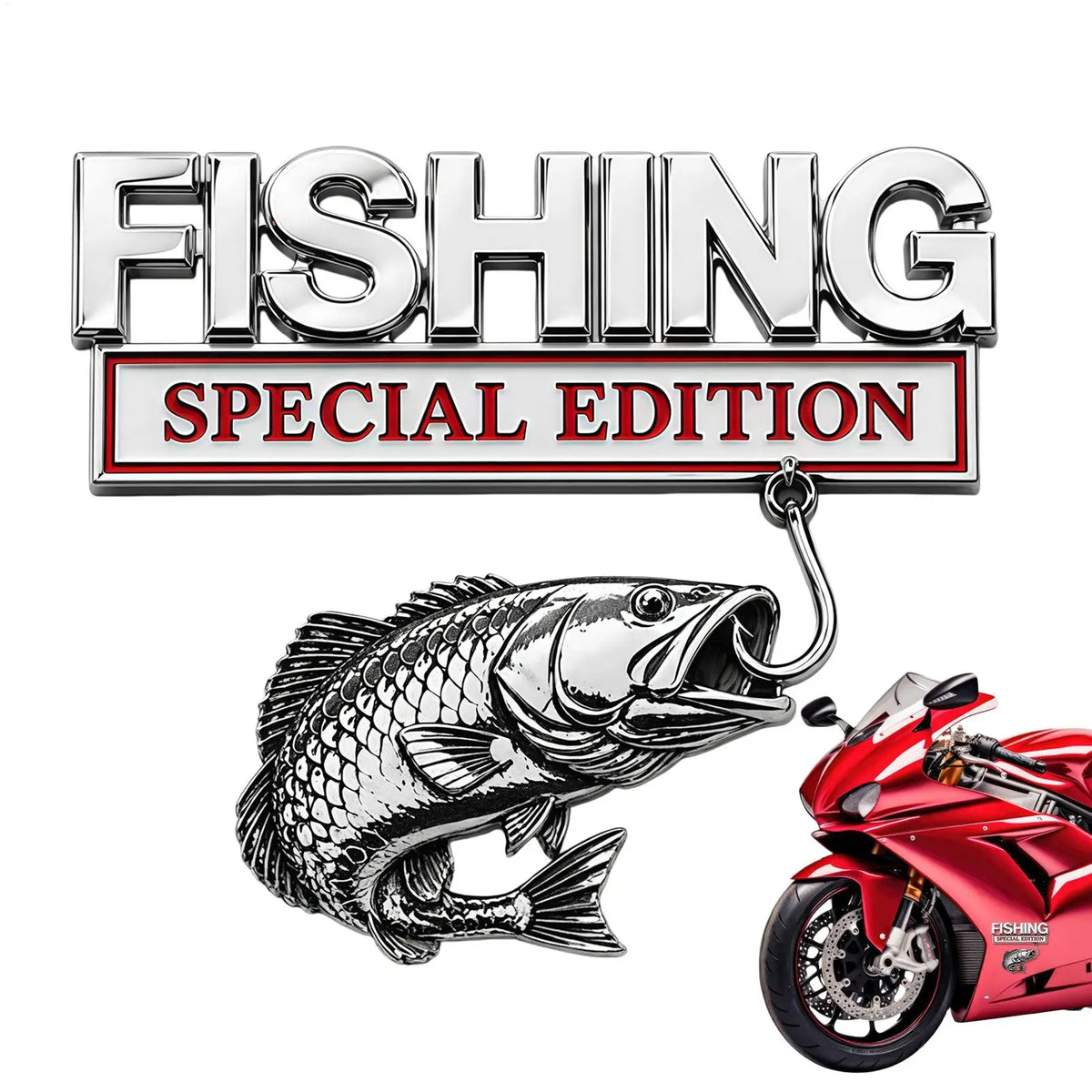 Metal Fishing Car Badge Emblem – Truck, SUV, RV & Boat Decal