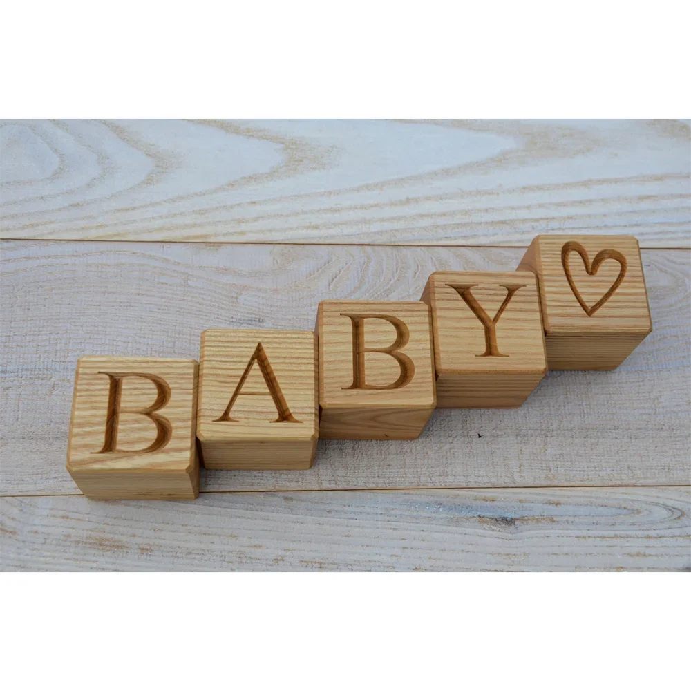 5-Piece Baby Wood Blocks | Nursery Decor & Baby Shower Gift
