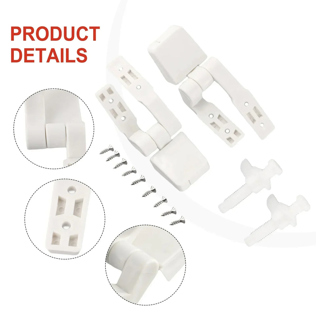 White Plastic Toilet Seat Hinges with Bolts & Screws Kit