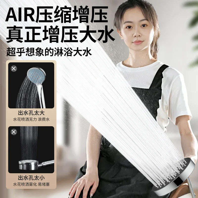 4-Mode High Pressure Shower Head 13cm Panel with Filter