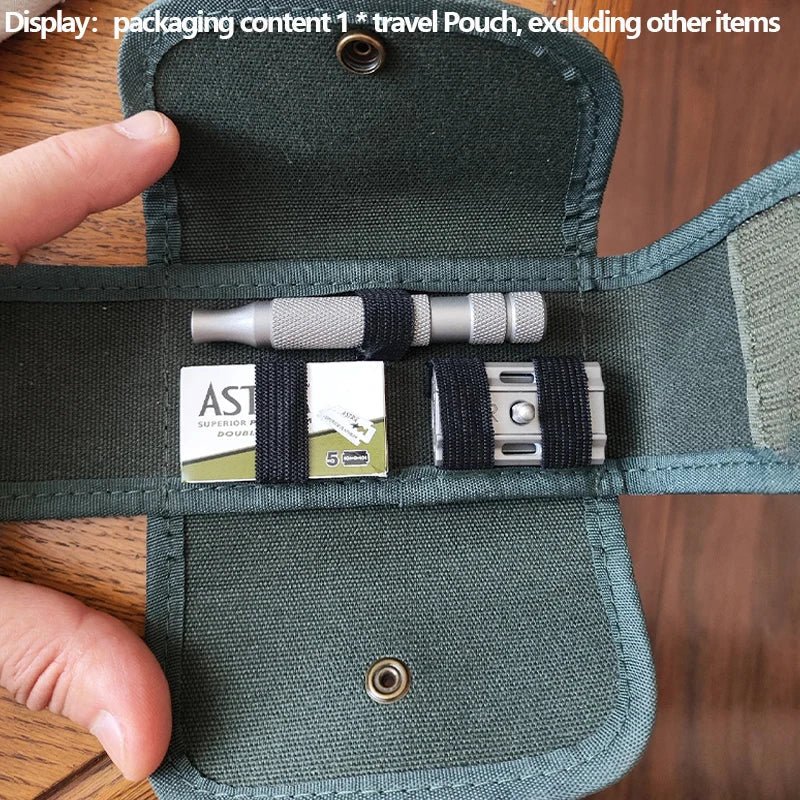 2026 YAQI Men's Travel Bag Pouch Dark Green Safety Razor Shaving