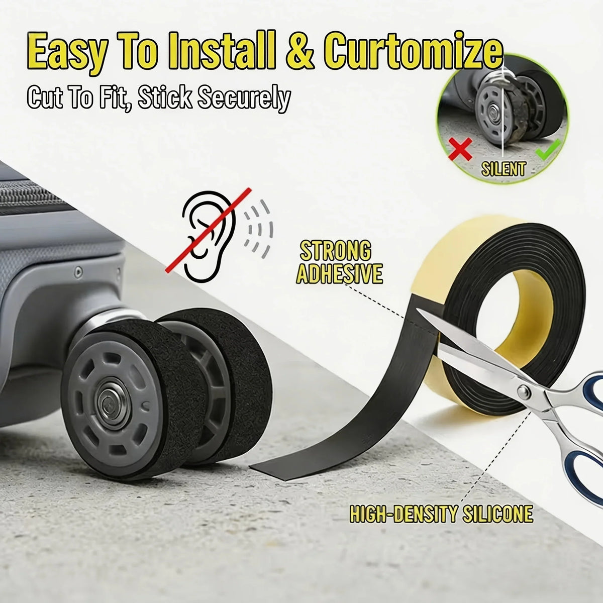 Luggage Wheel Mute Sticker Shock-absorbing Wear-resistant Protection