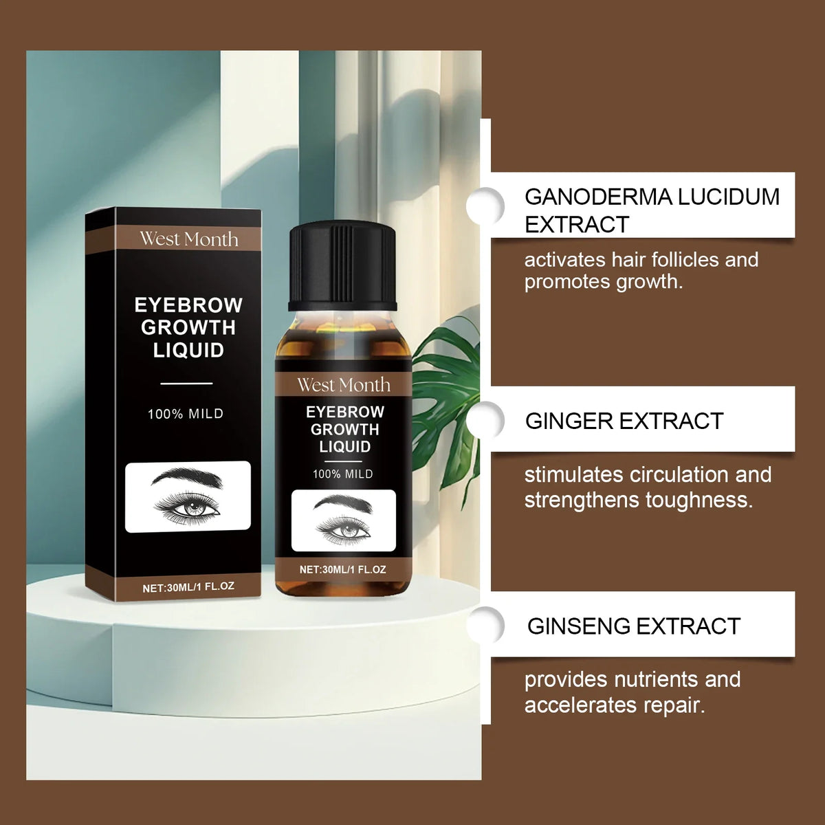 WEST MONTH Eyelash & Eyebrow Growth Serum | Fuller Lashes