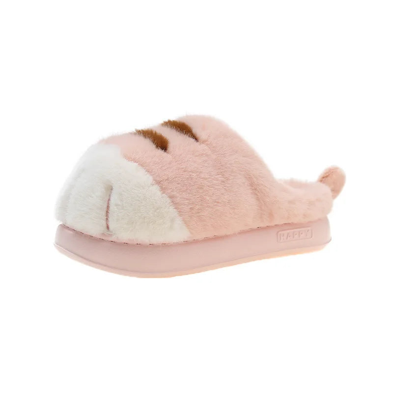 Lorilury Cat Paw Slippers – Fluffy Faux Fur Women's Slides