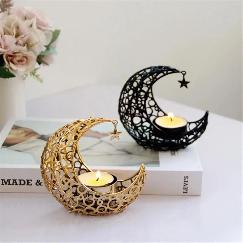 Ramadan Moon Metal Candle Holder – Eid Mubarak Home Decor