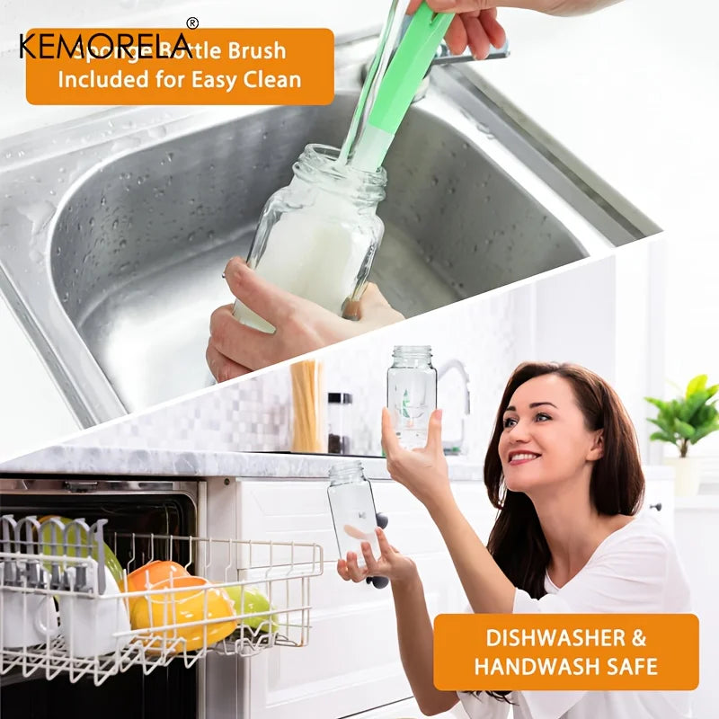 KEMORELA 350ml Vintage Leakproof Glass Bottles – Set of 2/4
