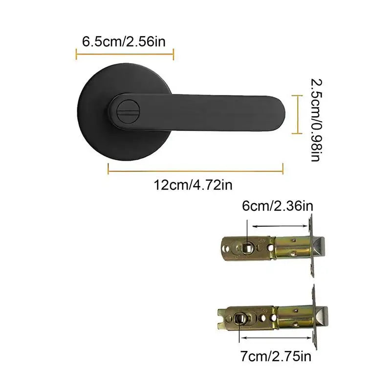 Heavy Duty Black Silent Door Lever | Keyless Privacy Lockset