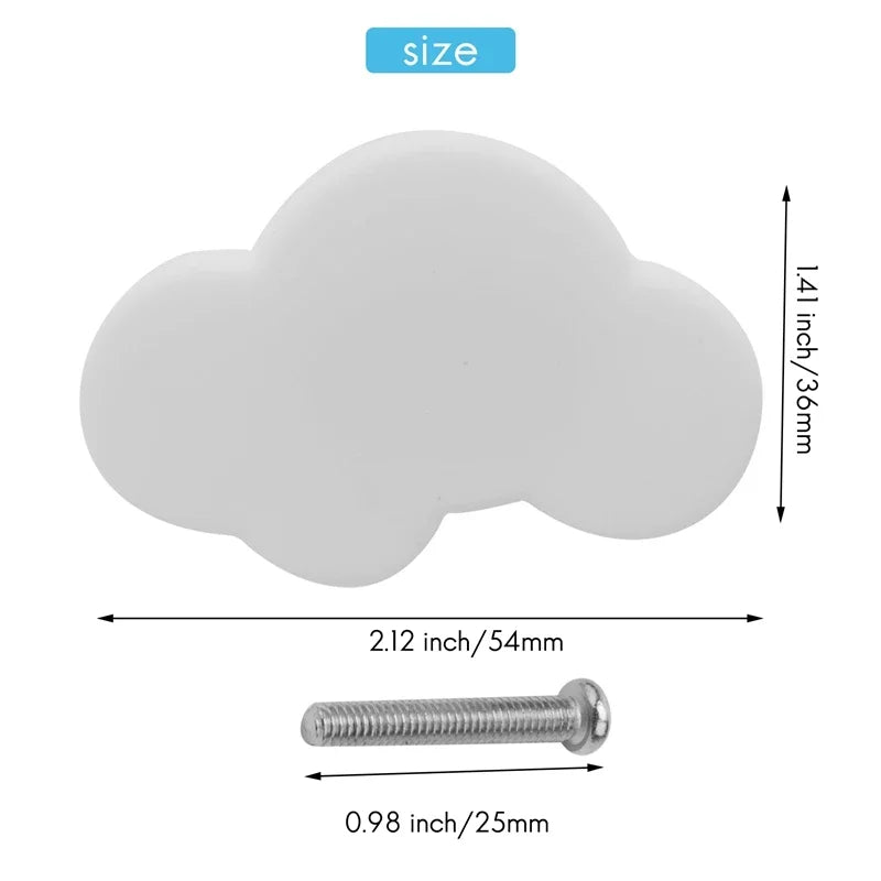 10-Pack Cartoon Cloud Drawer Knobs & Handles for Kids' Rooms