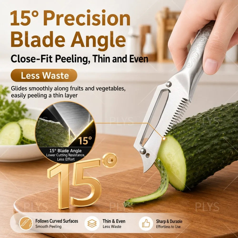 PLYS 3-in-1 Paring Knife & Vegetable Peeler | Stainless Steel