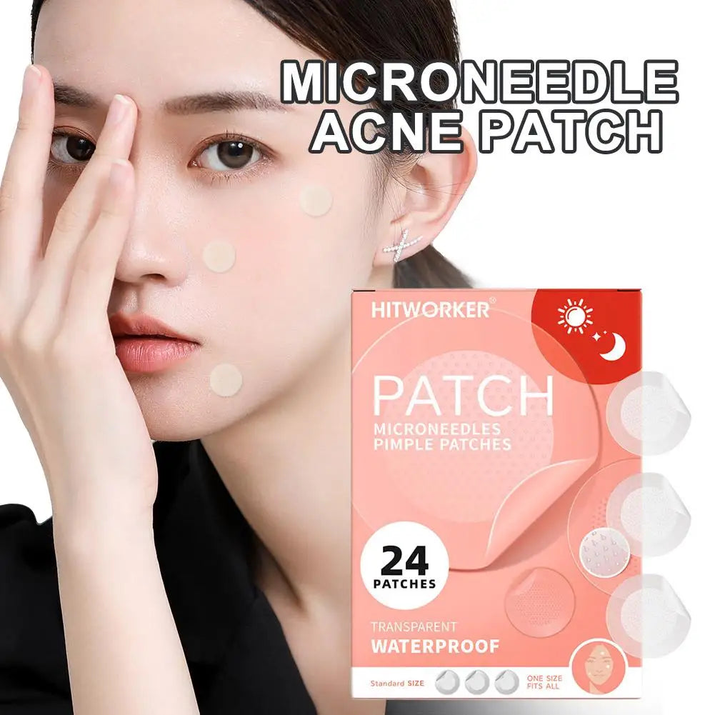 24-Pack Microneedle Acne Patches – Invisible & Waterproof