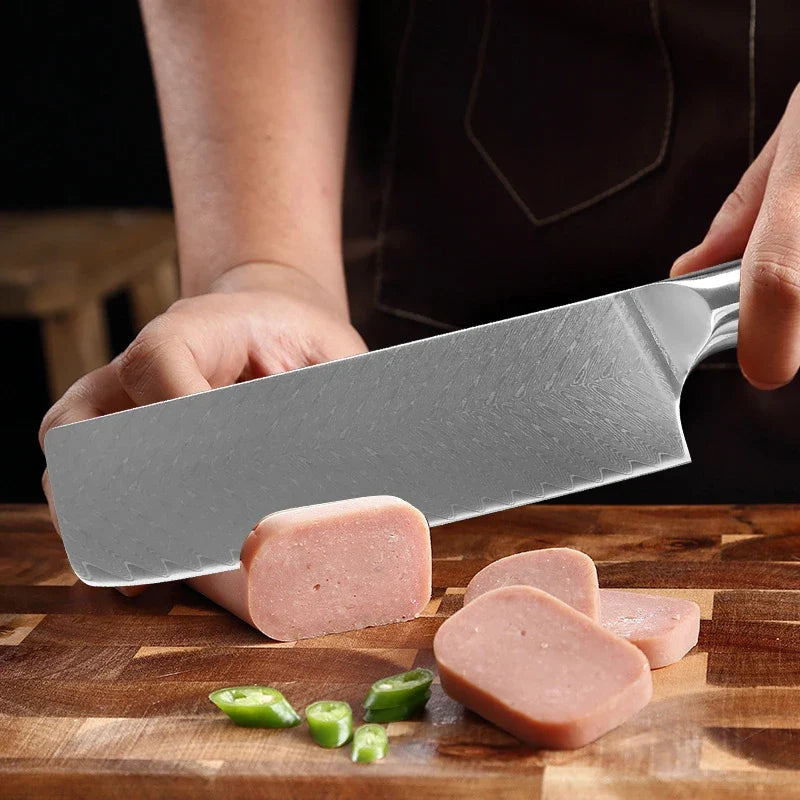 InLeung VG10 Damascus Steel Chef Knife – Wood Handle 18cm