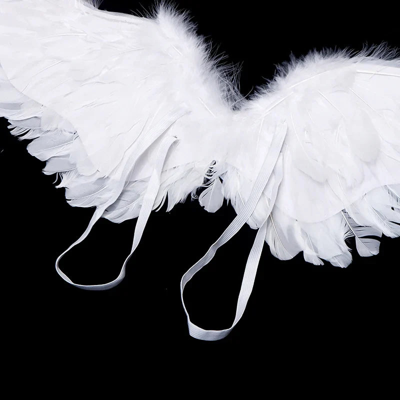 Kids Adult Party Swallow White Angel Feather Wings Halo Magic Wands