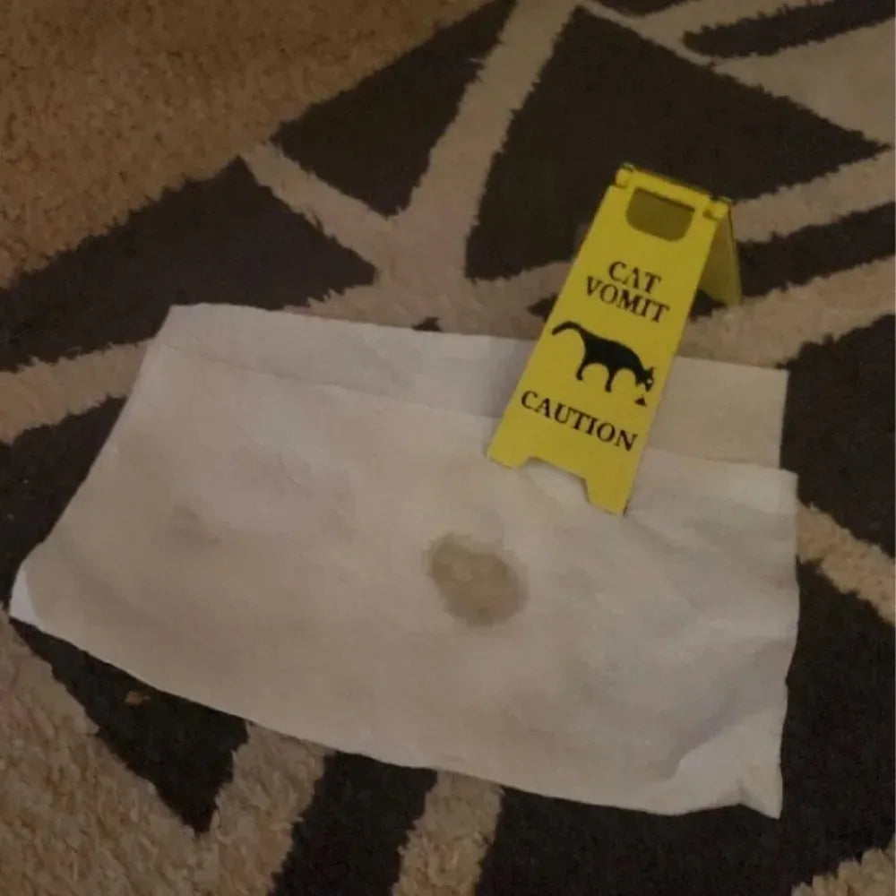 Funny Cat Vomiting Warning Sign – Novelty Pet Lover Gift