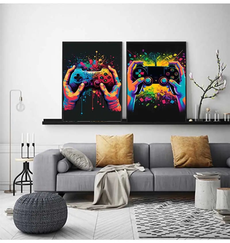 Gaming Controller Canvas Wall Art Poster | Nordic Room Decor