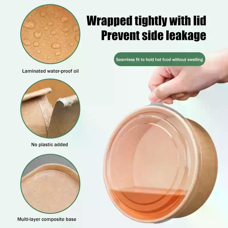 Kraft Paper Bowls Cups Fruit Salad Bowl Containers Food Prep Box