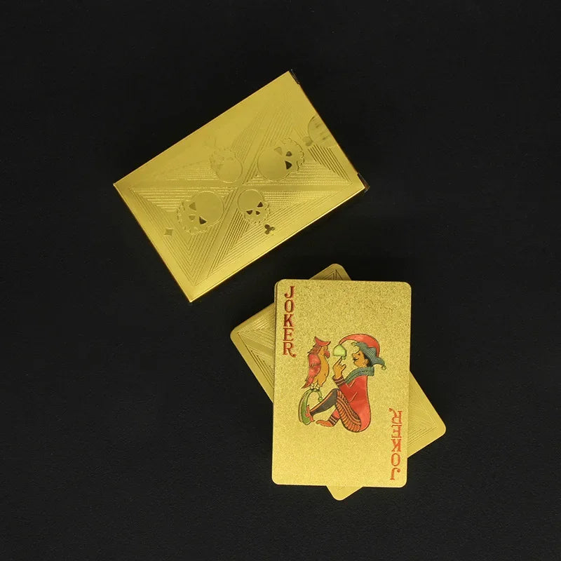 Gold Foil Skull PVC Playing Cards – Waterproof Poker Deck