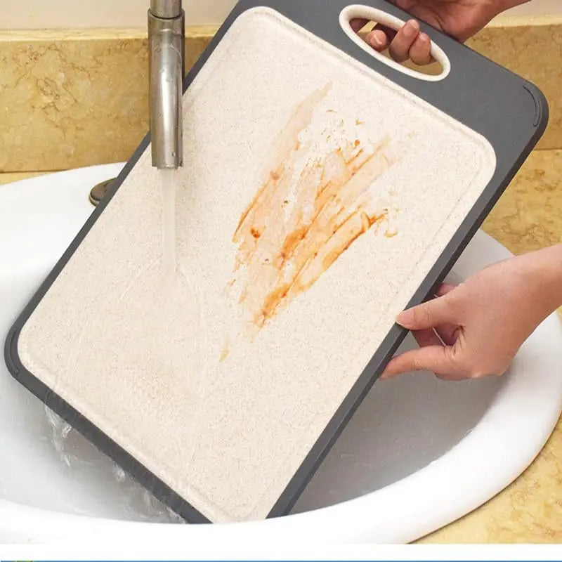 PLYS Double-Sided Cutting Board – Stainless Steel & Wheat Straw