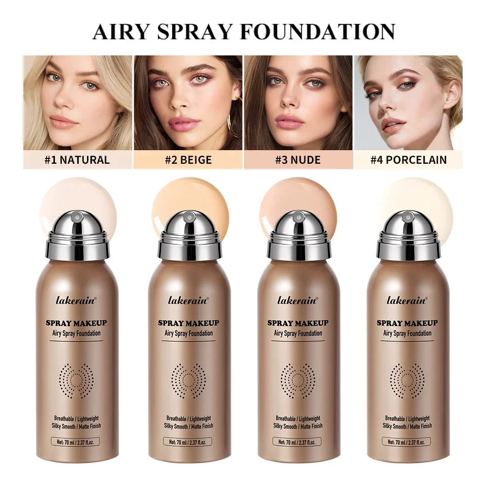 Airbrush Spray Foundation – Matte, Waterproof, Buildable Coverage