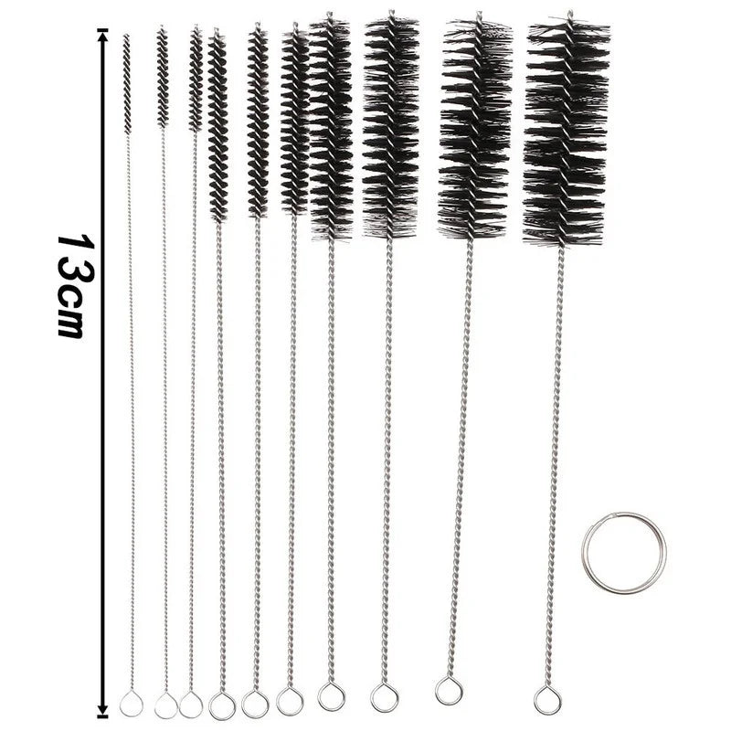 10-Piece Stainless Steel Bottle Brush Set – Tube & Straw Cleaner