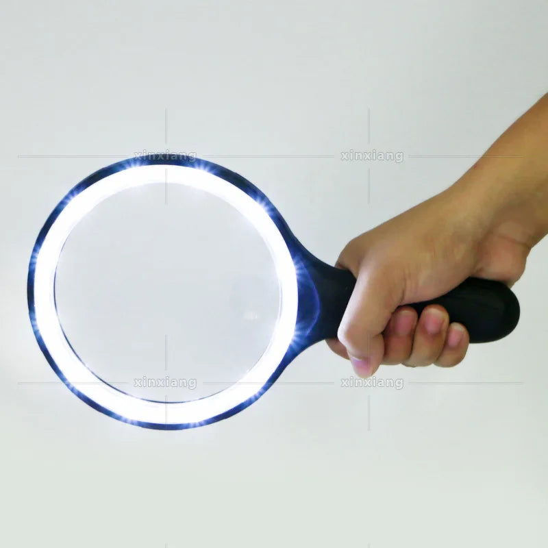 138mm LED Handheld Magnifying Glass – 12 LEDs, Anti-Slip Handle
