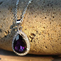 Huitan Purple Waterdrop CZ Pendant Necklace for Women
