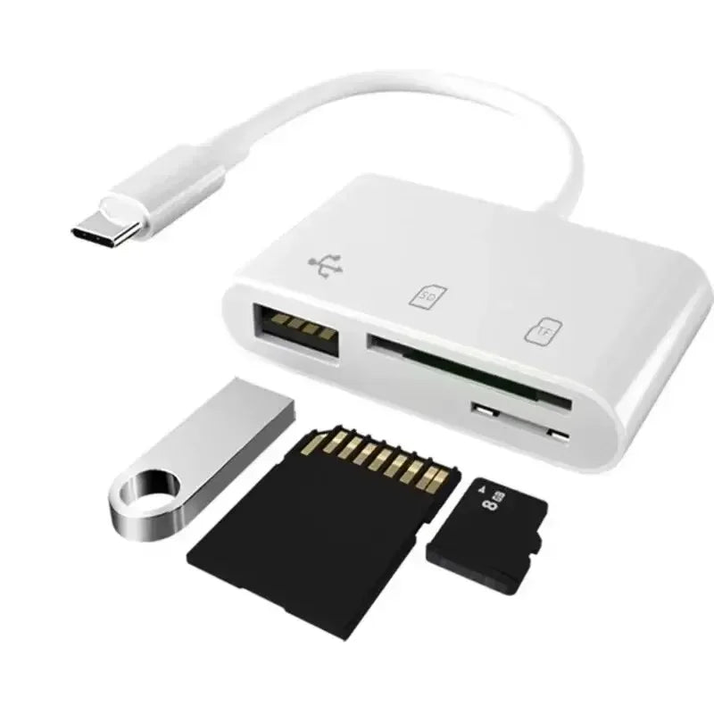 3-in-1 USB-C Memory Card Reader – SD TF CF OTG Adapter