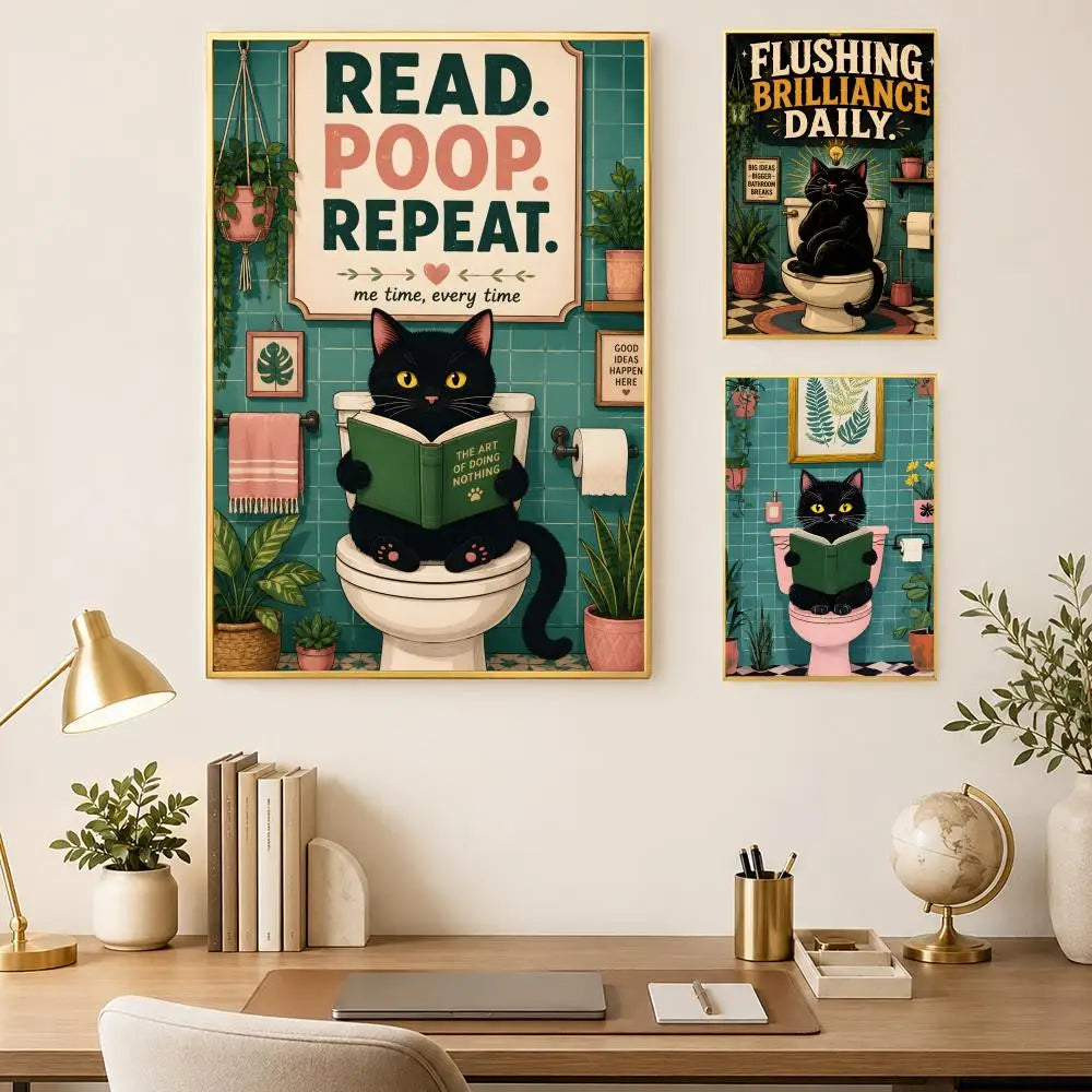 Funny Cat Slogan Self-Stick PVC Wall Art Poster – Waterproof